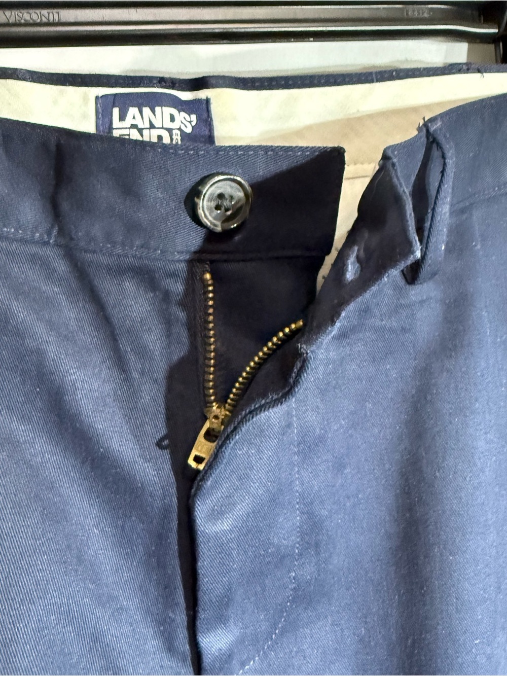 Lands’ End Traditional Fit Plain Navy Color Chino Pants 34 x 28 - Picture 5 of 7